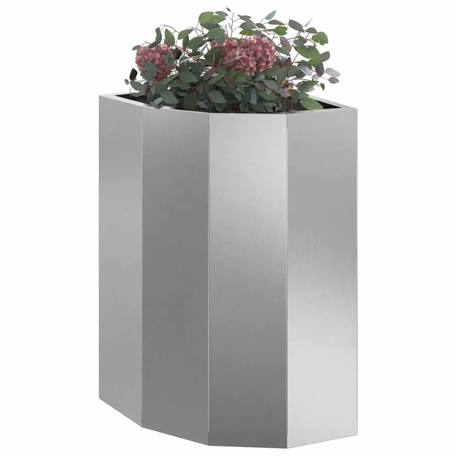 Jardinière d'Angle Argent 30 x 30 x 50 cm Acier inoxydable - 3