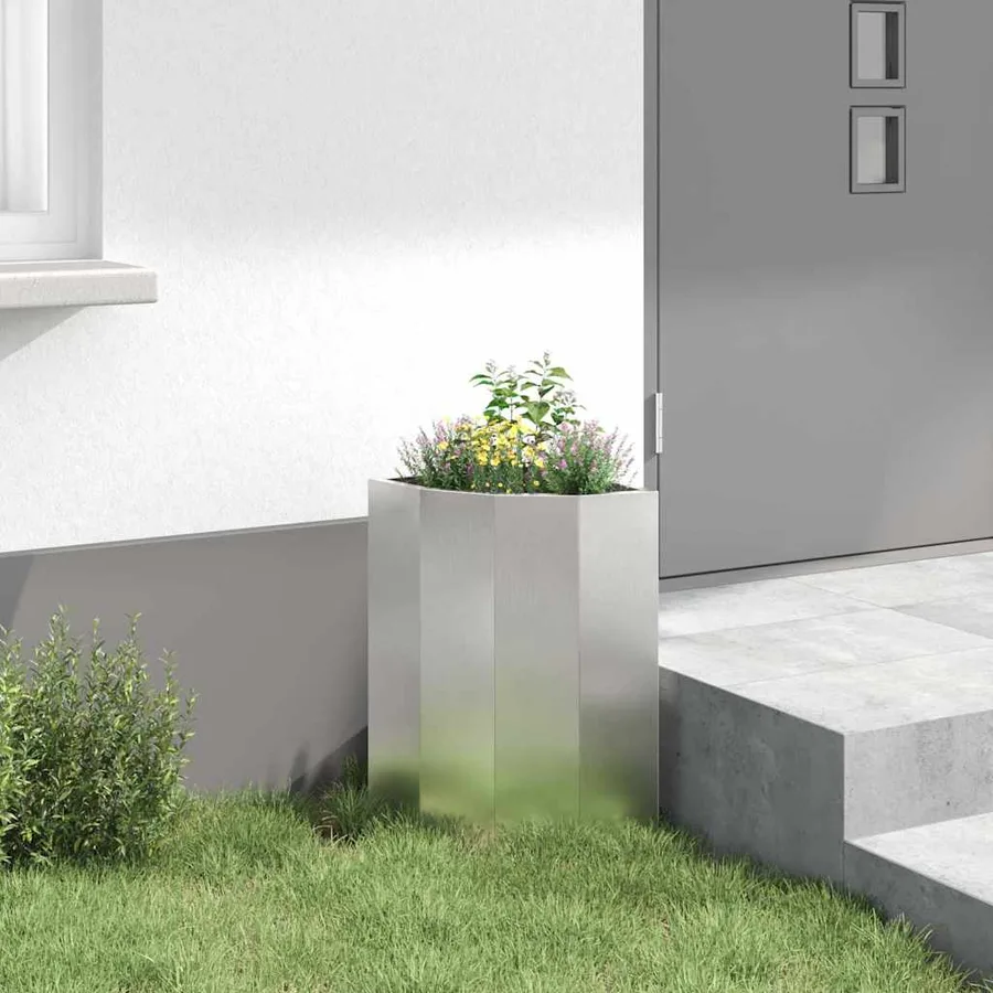 Jardinière d'Angle Argent 30 x 30 x 50 cm Acier inoxydable - 4
