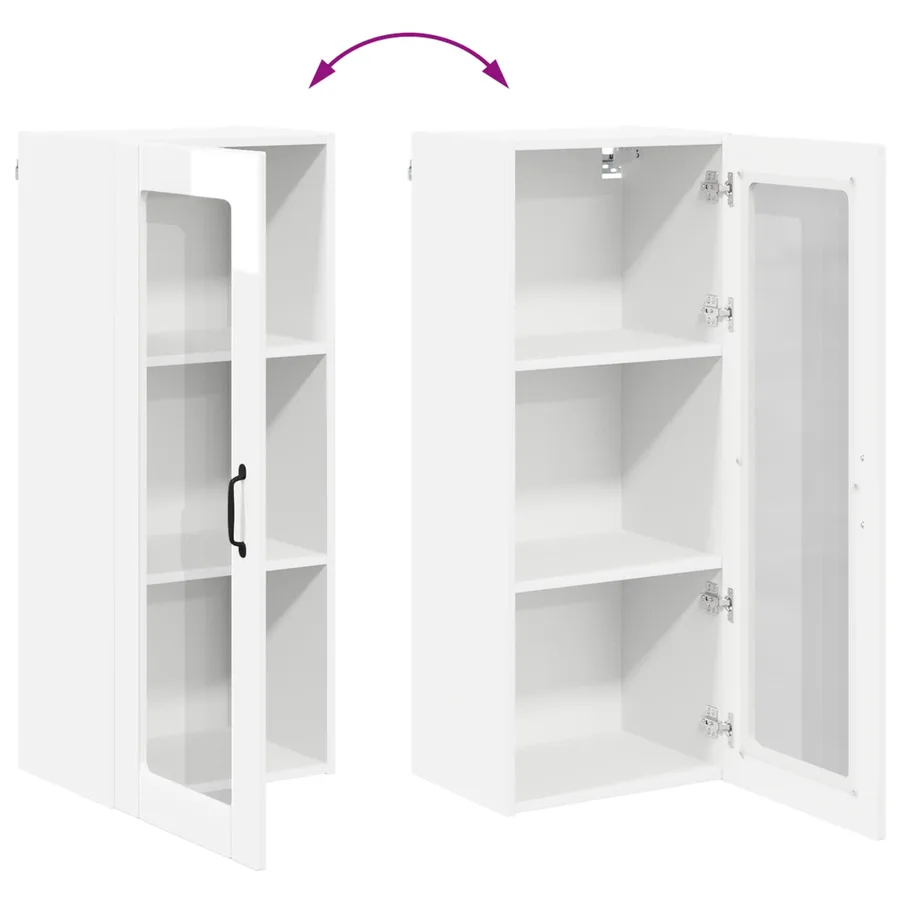 Cabinet en verre mural LUCCA Blanc brillant 40 x 31 x 100 cm - 11