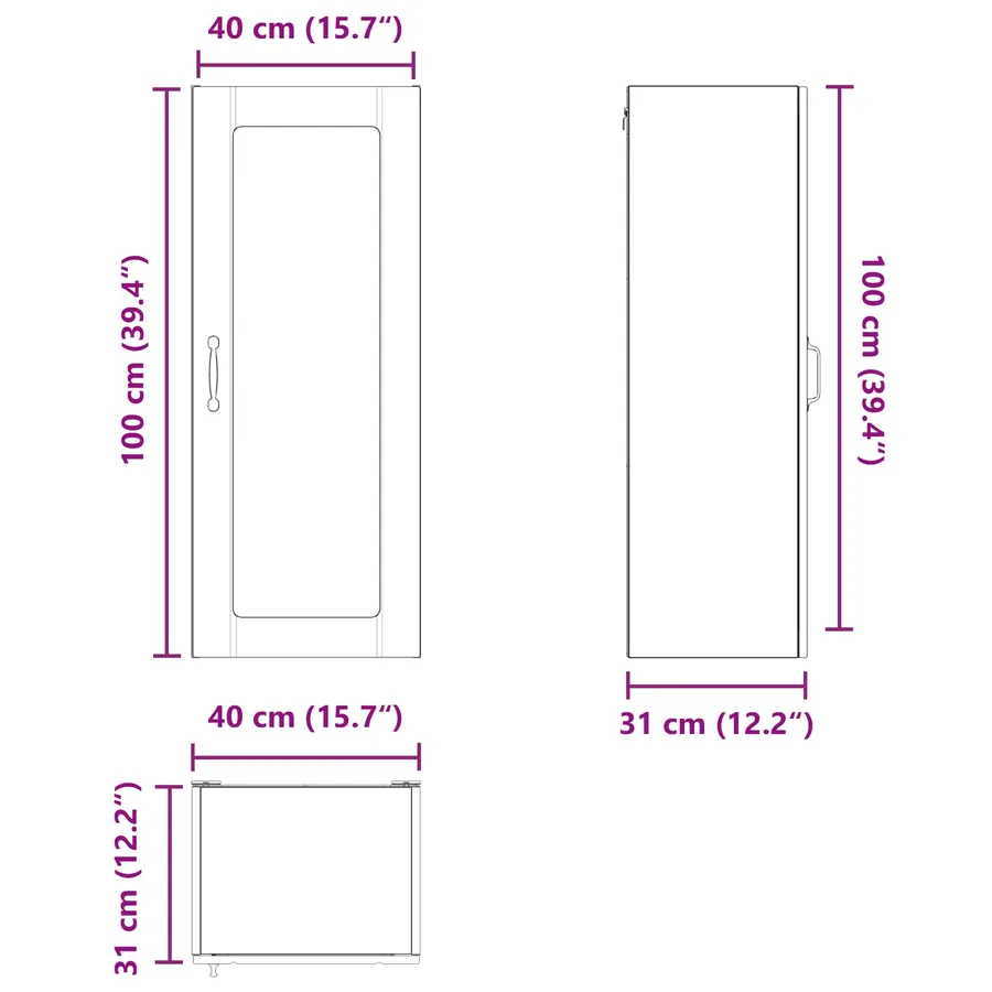Cabinet en verre mural LUCCA Blanc brillant 40 x 31 x 100 cm - 13