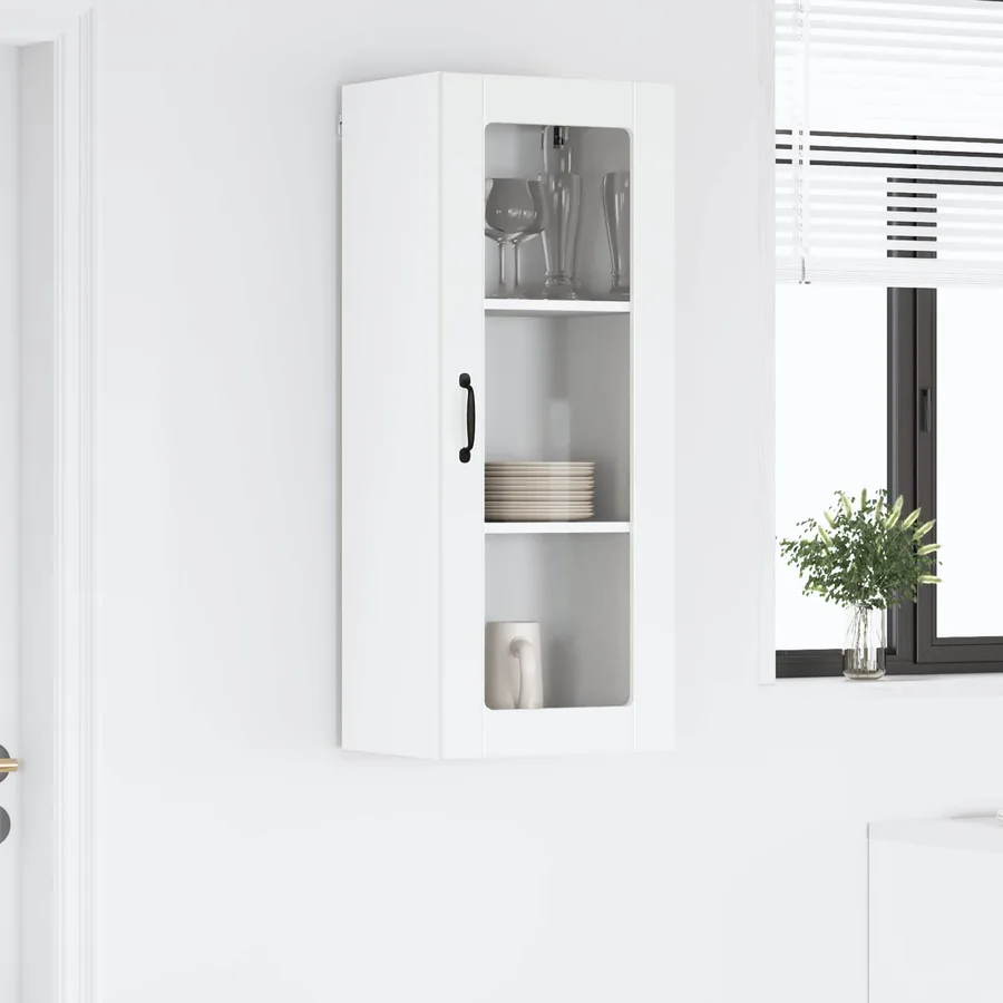 Cabinet en verre mural LUCCA Blanc brillant 40 x 31 x 100 cm - 4