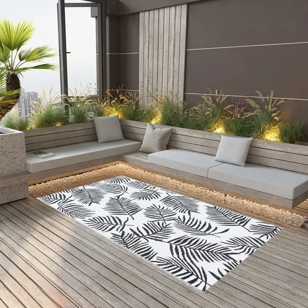 Tapis d'extérieur ARAKIL Blanc et noir 190x290 cm PP