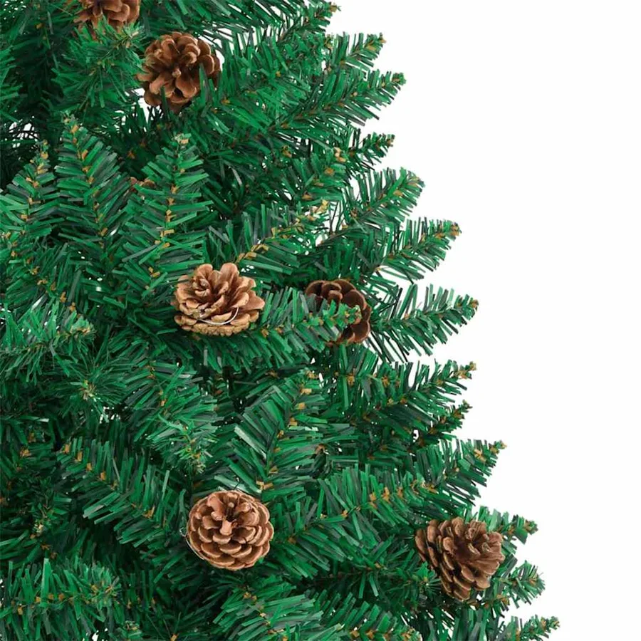Sapin de Noël mince Vert 210 cm PVC et bois de pin massif - 5