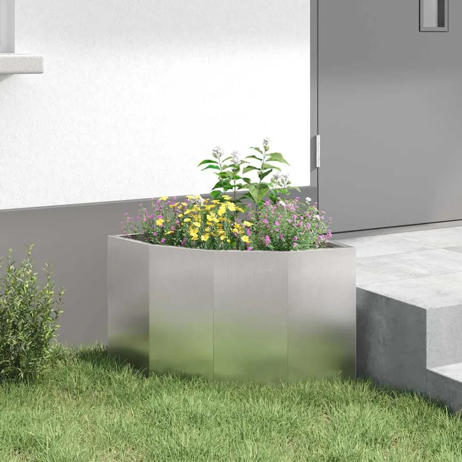 Jardinière d'Angle Argent 45 x 45 x 35 cm Acier inoxydable - 4