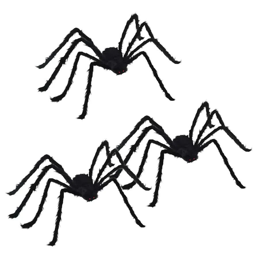 Décoration Araignée Halloween 3 pcs Noir 150 cm - 2