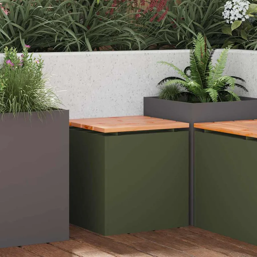 Banc de jardin Vert olive 40 x 40 x 43 cm Acier