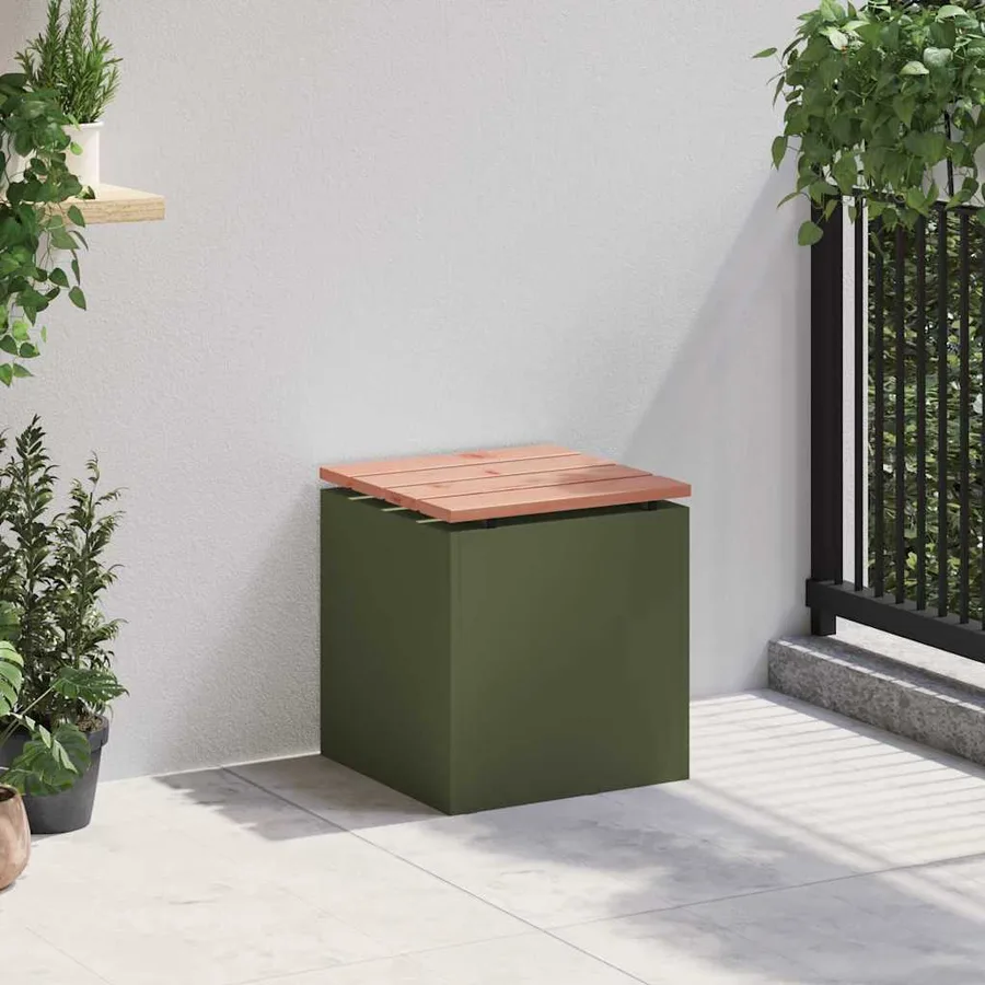 Banc de jardin Vert olive 40 x 40 x 43 cm Acier - 3