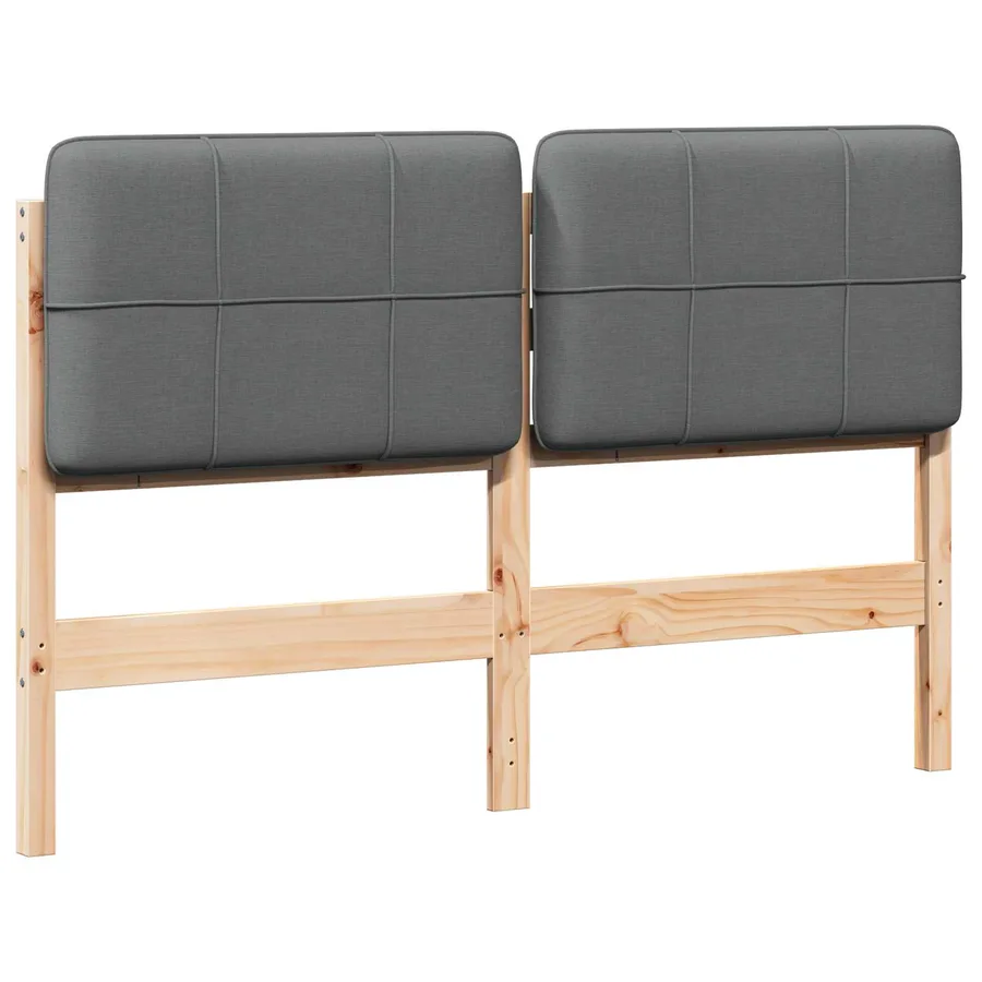 Tête de lit capitonnée Marron et gris clair 140 cm Pin massif - 2