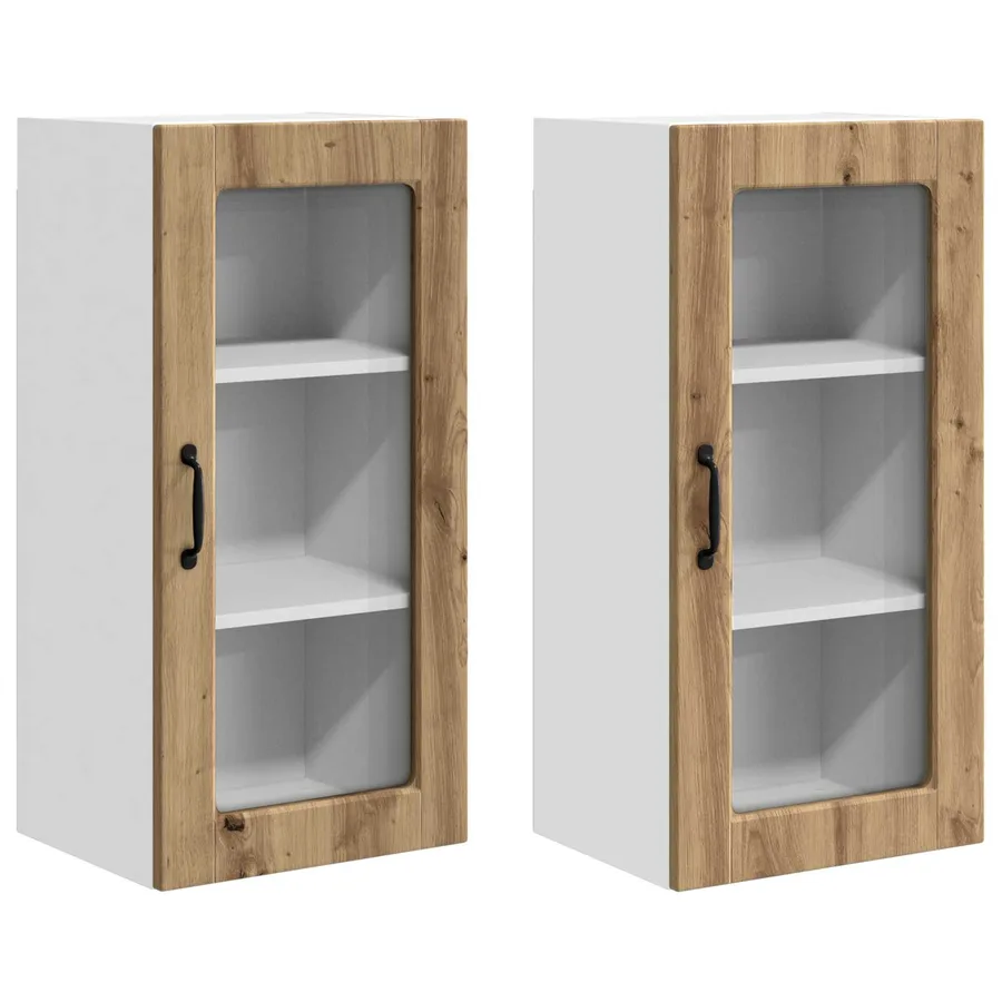Cabinet en verre mural LUCCA 2 pcs Chêne artisanal - 2