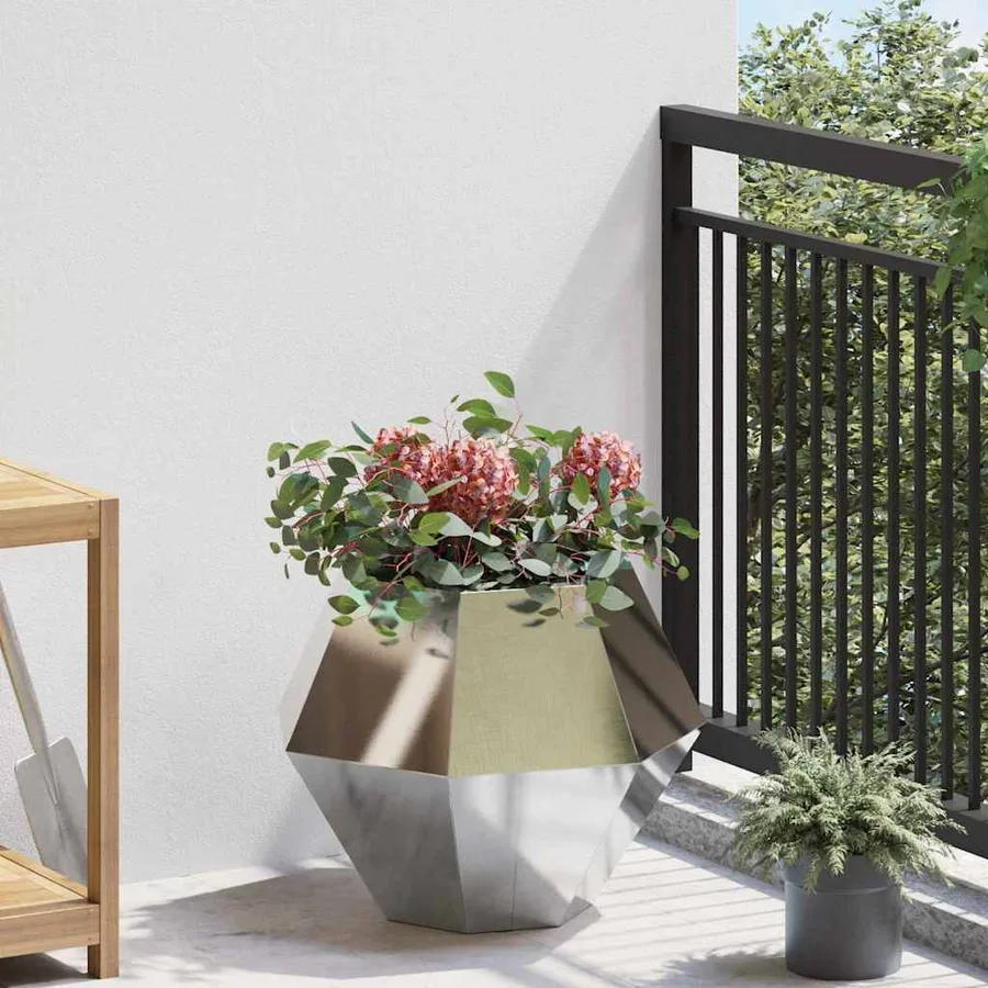 Jardinière 2 pc Argent 50 x 50 x 40 cm Acier inoxydable - 4