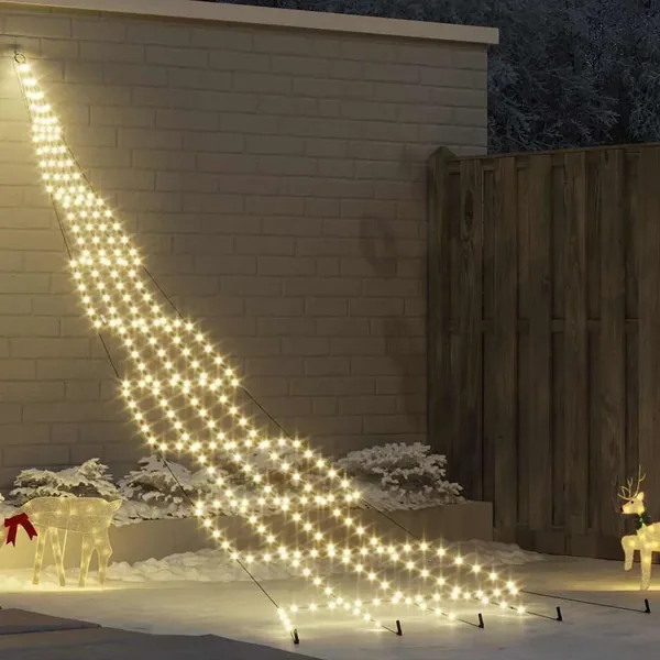 Arbre de Noël LED avec piquets au sol Blanc chaud 511 cm Métal