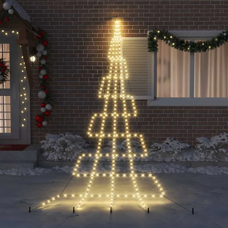 Arbre de Noël LED avec piquets au sol Blanc chaud 511 cm Métal - 3