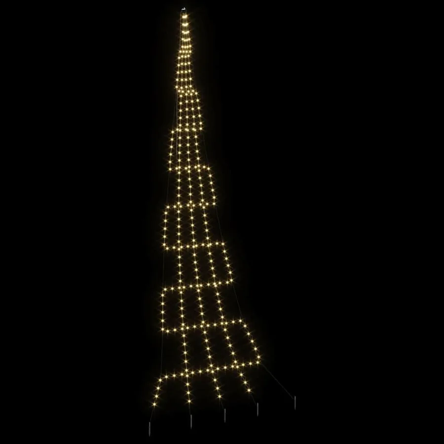 Arbre de Noël LED avec piquets au sol Blanc chaud 511 cm Métal - 4