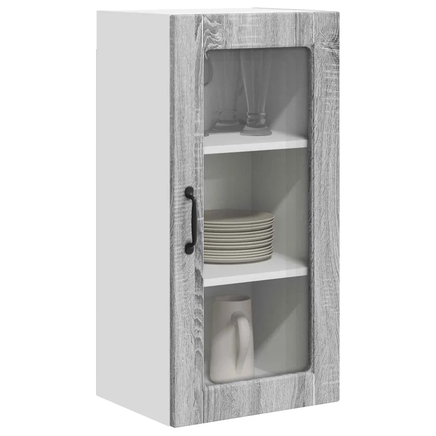 Cabinet en verre mural LUCCA 2 pcs Sonoma gris 40 x 31 x 80 cm - 3