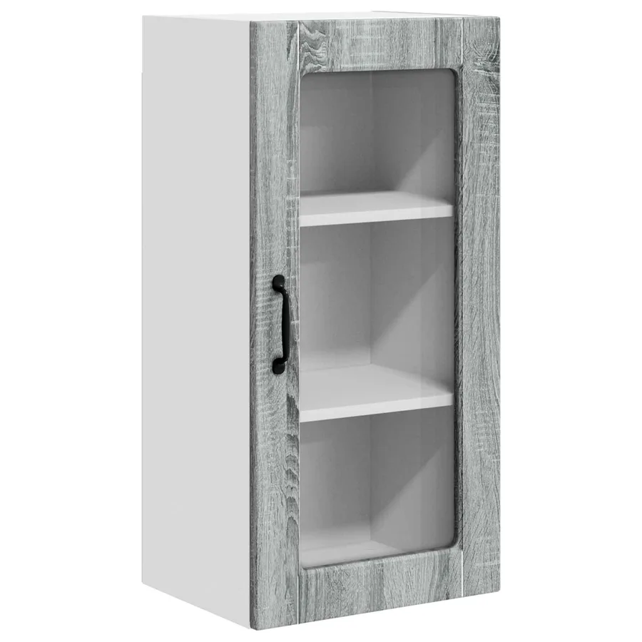 Cabinet en verre mural LUCCA 2 pcs Sonoma gris 40 x 31 x 80 cm - 4