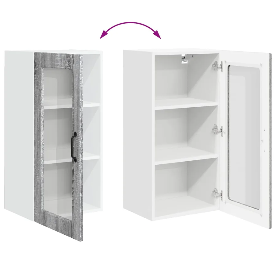 Cabinet en verre mural LUCCA 2 pcs Sonoma gris 40 x 31 x 80 cm - 9