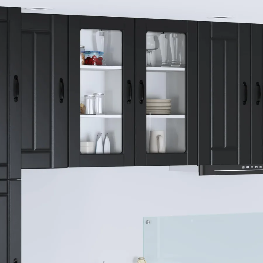 Cabinet en verre mural LUCCA Noir 40 x 31 x 80 cm