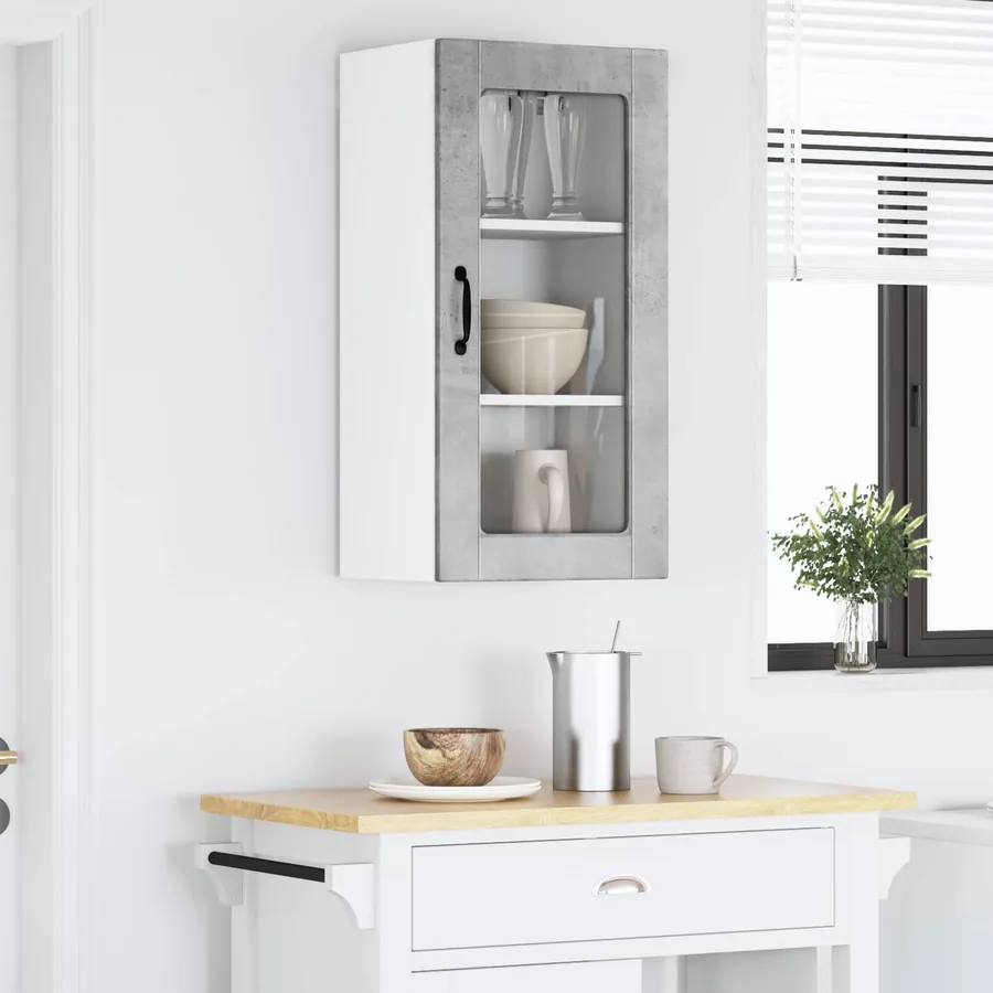 Cabinet en verre mural LUCCA Gris béton 40 x 31 x 80 cm