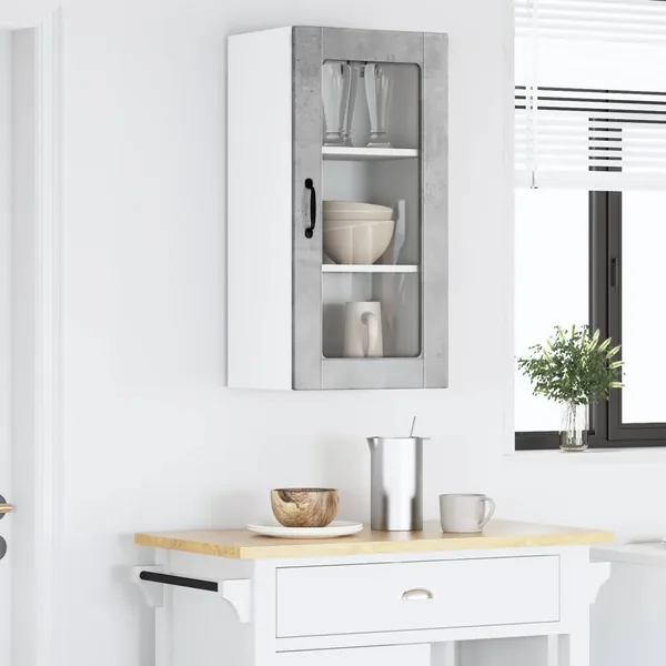 Cabinet en verre mural LUCCA Gris béton 40 x 31 x 80 cm