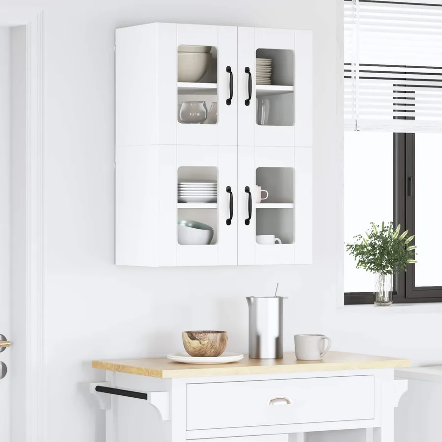 Cabinet en verre mural LUCCA 2 pcs Blanc 60 x 31 x 40 cm - 4