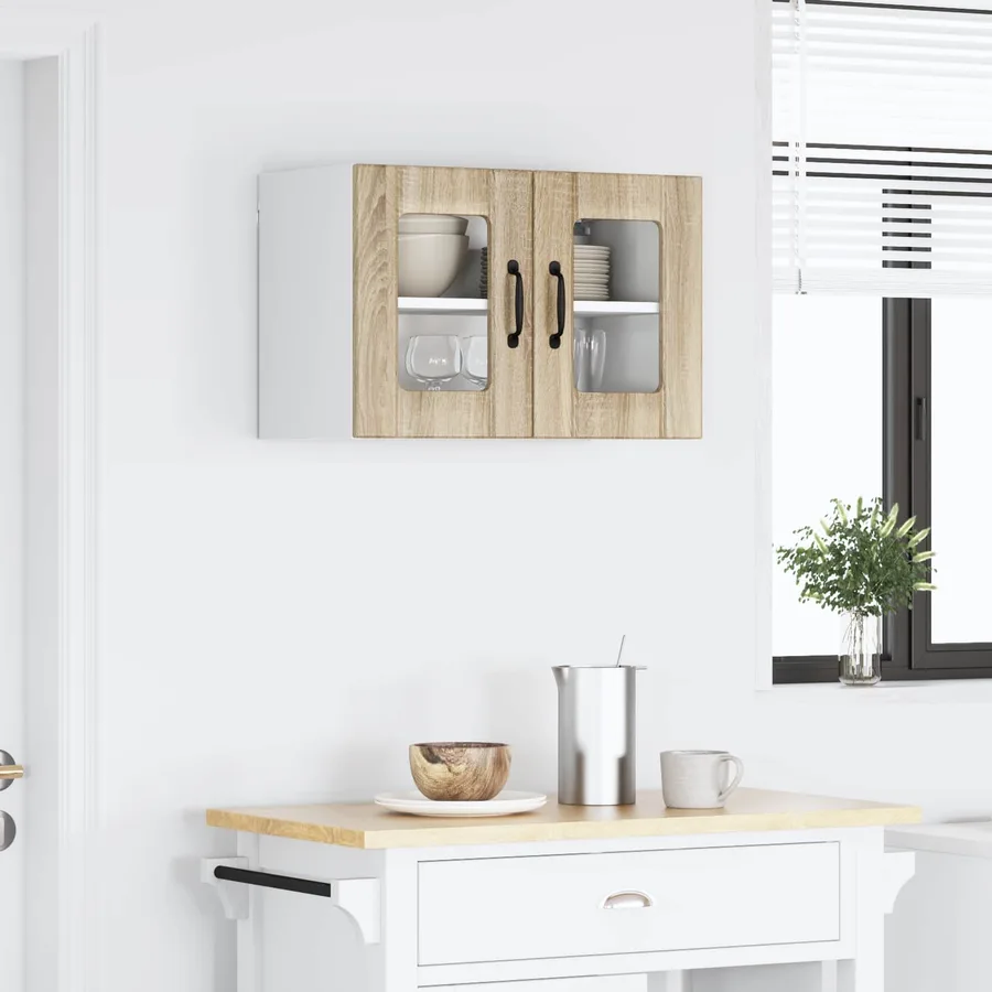 Cabinet en verre mural LUCCA 2 pcs Chêne Sonoma 60 x 31 x 40 cm - 4