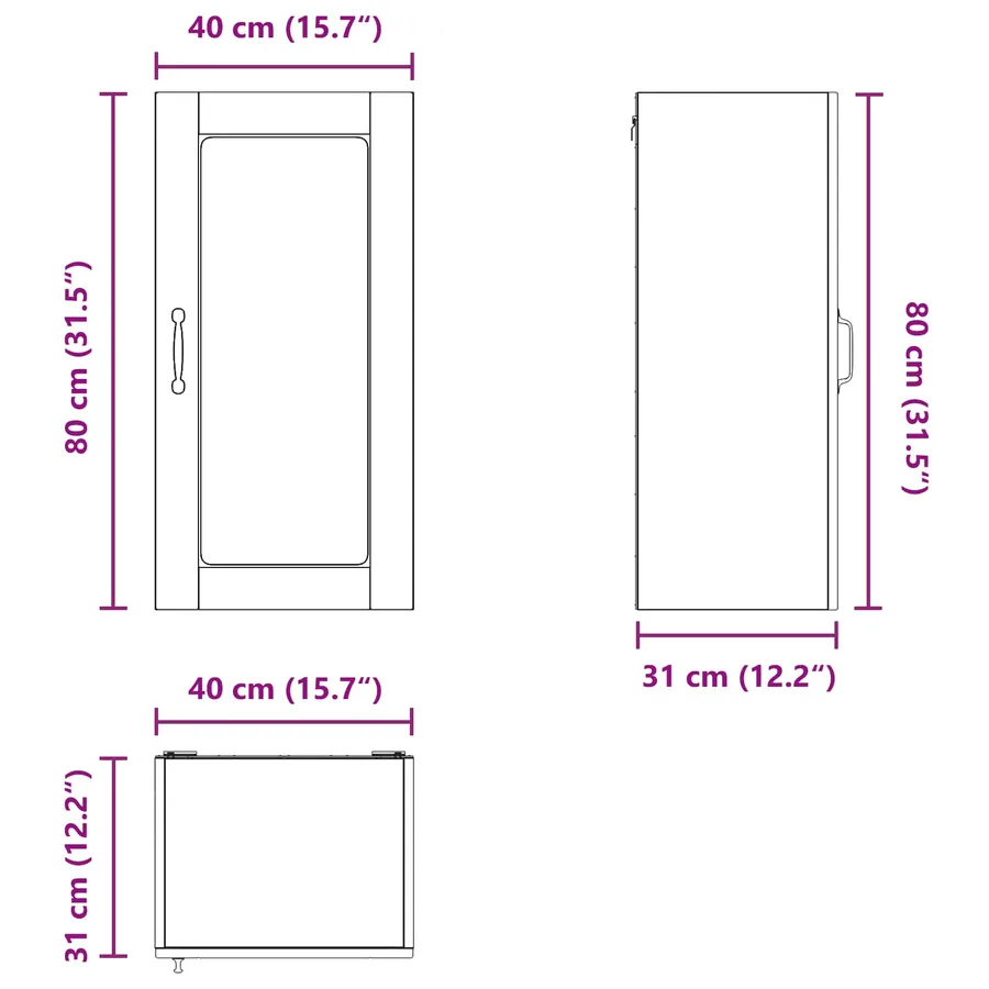 Cabinet en verre mural LUCCA Blanc 40 x 31 x 80 cm - 12