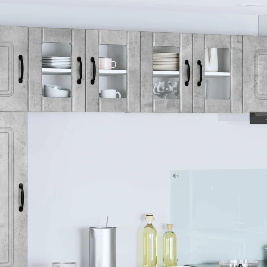 Cabinet en verre mural LUCCA 2 pcs Gris béton 60 x 31 x 40 cm