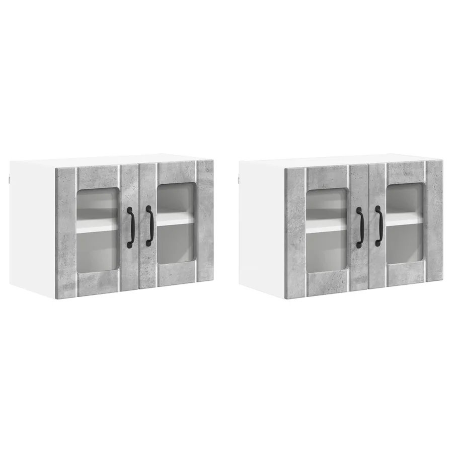 Cabinet en verre mural LUCCA 2 pcs Gris béton 60 x 31 x 40 cm - 2