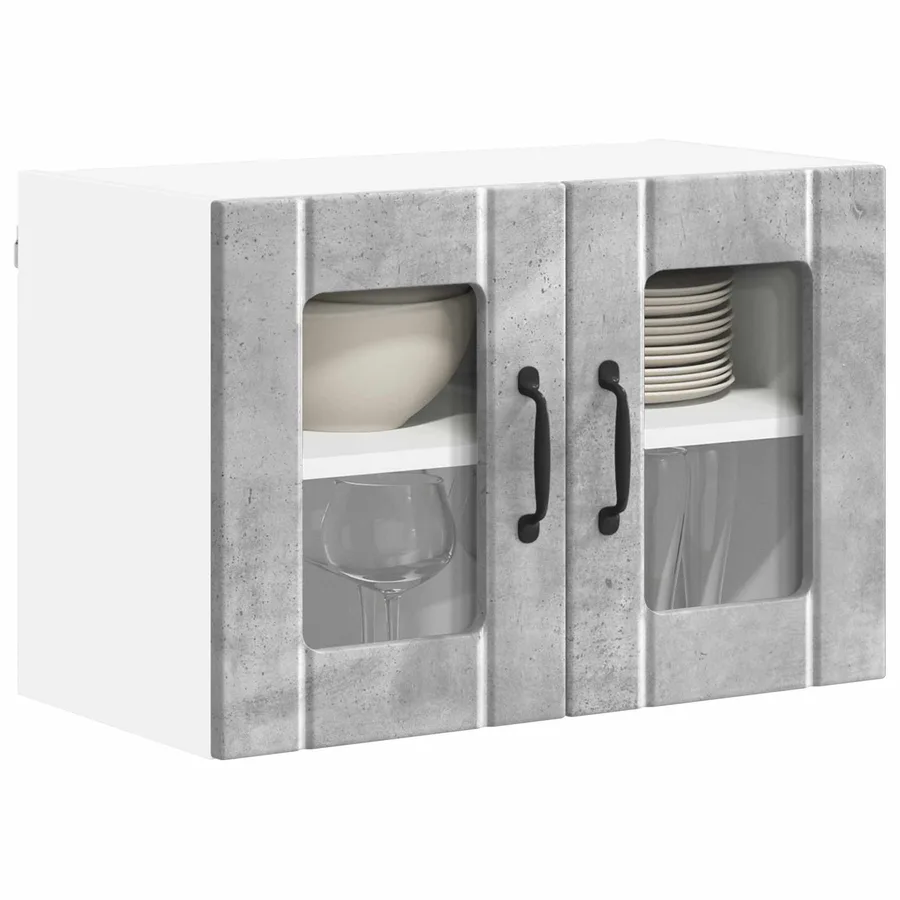 Cabinet en verre mural LUCCA 2 pcs Gris béton 60 x 31 x 40 cm - 3