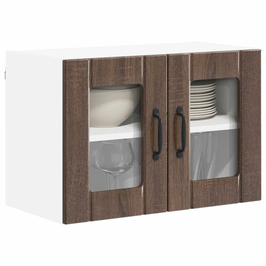 Cabinet en verre mural LUCCA Chêne brun 60 x 31 x 40 cm - 3