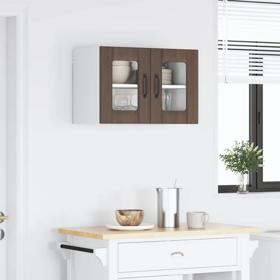 Cabinet en verre mural LUCCA Chêne brun 60 x 31 x 40 cm - 4