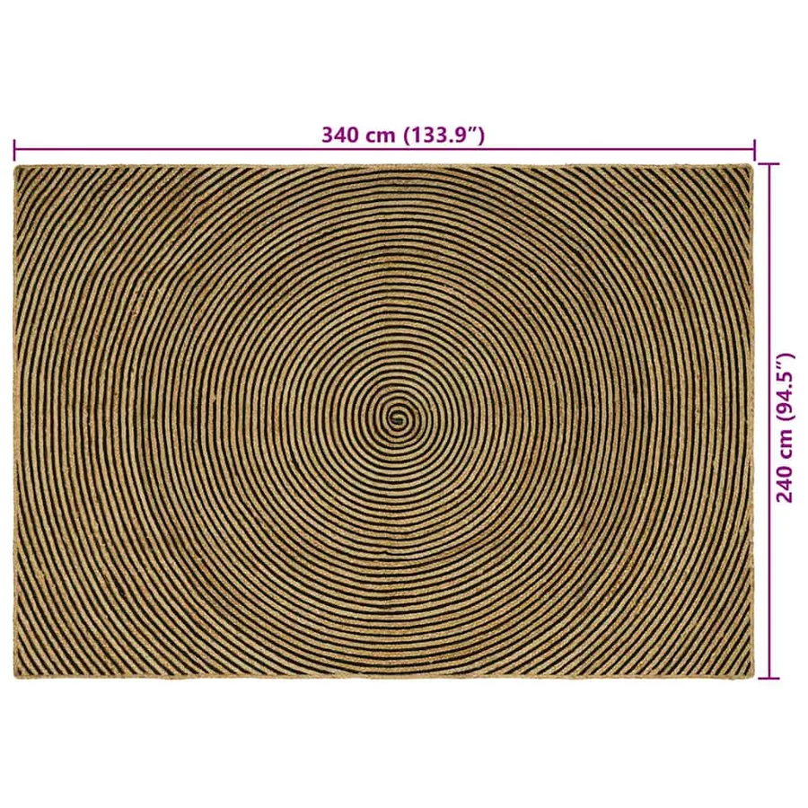 Tapis de surface Noir 240 x 340 cm Jute - 9