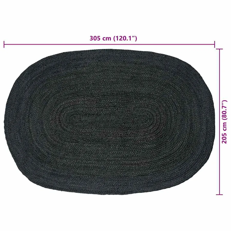 Tapis de surface Gris foncé 205 x 305 cm Jute - 8