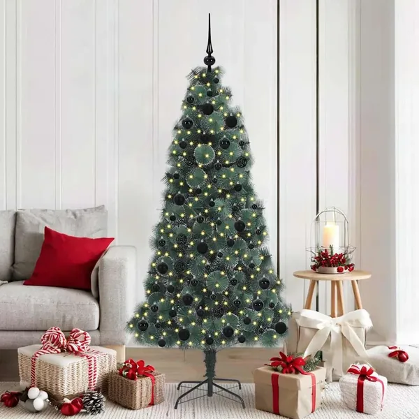 Arbre de Noël artificiel pré-éclairé avec ensemble de boules
