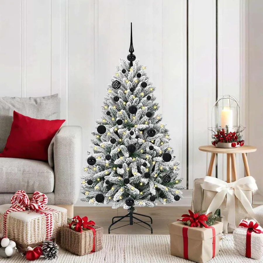 Sapin de Noël artificiel Vert et blanc 120 cm PVC et métal