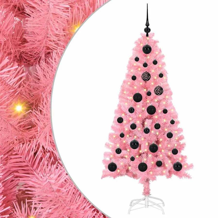 Sapin de Noël avec 150 LED avec support Rose 150 cm PVC - 2