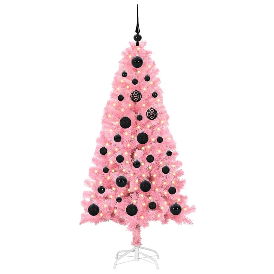 Sapin de Noël avec 150 LED avec support Rose 150 cm PVC - 3