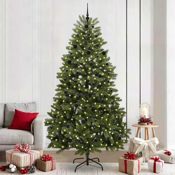 Sapin de Noël artificiel avec 300 LED Vert 240 cm PVC et métal