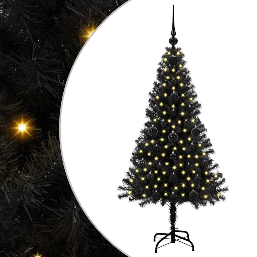Sapin de Noël avec 150 LED avec support Noir 120 cm PVC - 2