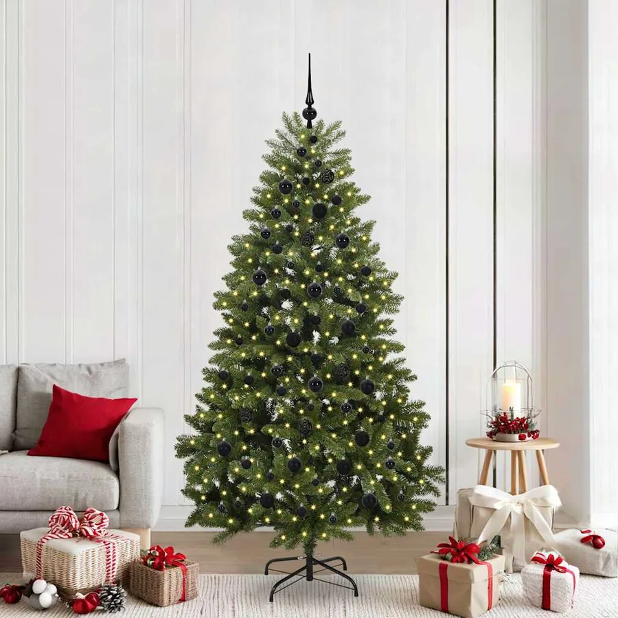 Sapin de Noël artificiel avec 300 LED Vert 210 cm PVC et métal