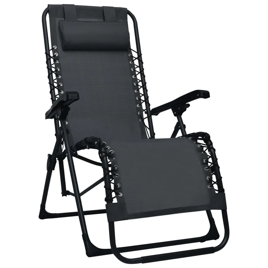 Chaise pliable de terrasse Noir Textilène