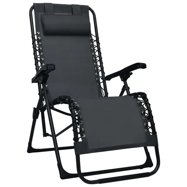 Chaise pliable de terrasse Noir Textilène