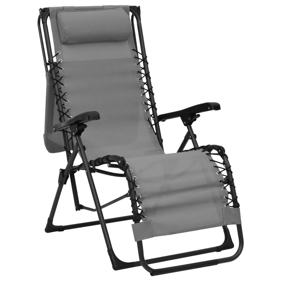 Chaise pliable de terrasse Noir Textilène - 11