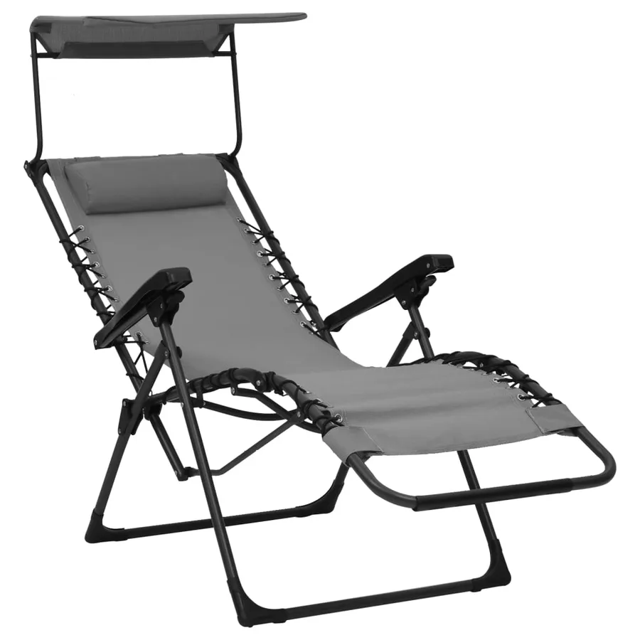 Chaise pliable de terrasse Noir Textilène - 14