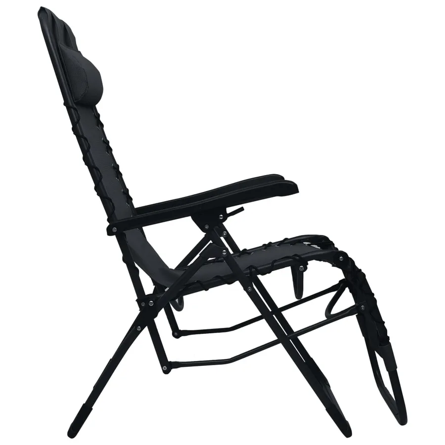 Chaise pliable de terrasse Noir Textilène - 3