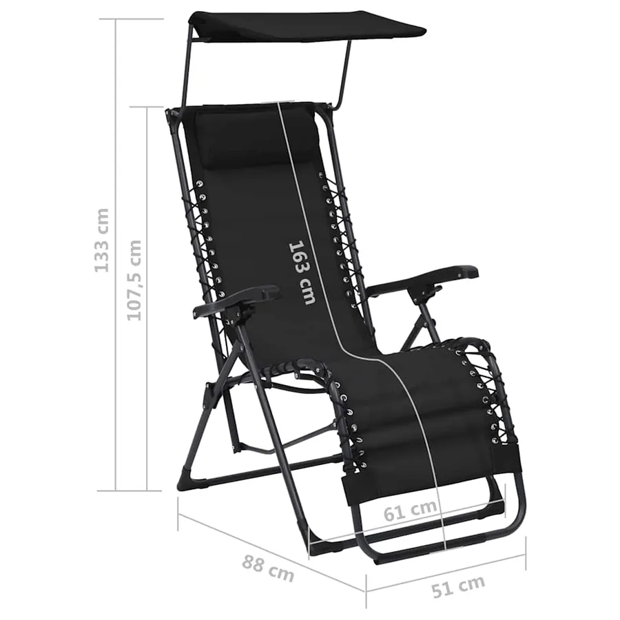 Chaise pliable de terrasse Noir Textilène - 30