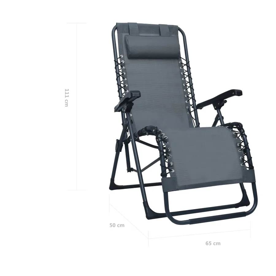Chaise pliable de terrasse Noir Textilène - 38