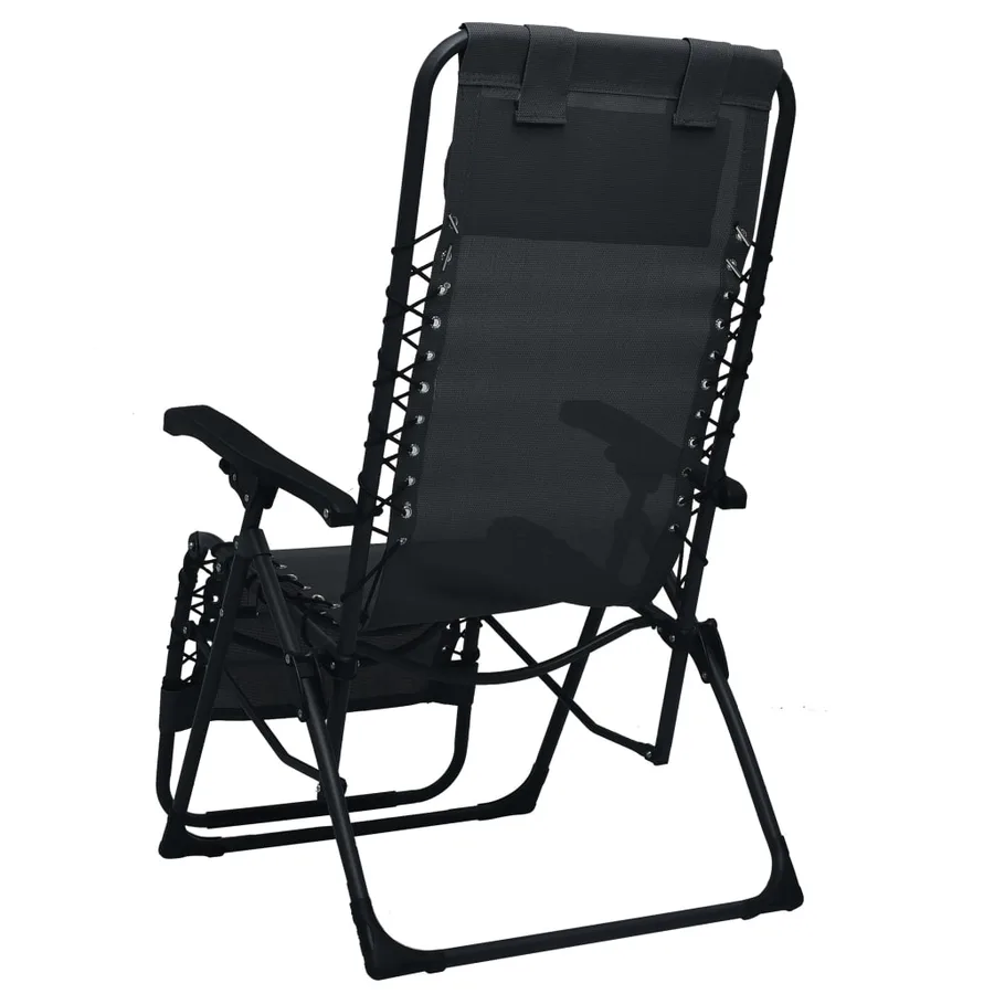 Chaise pliable de terrasse Noir Textilène - 4