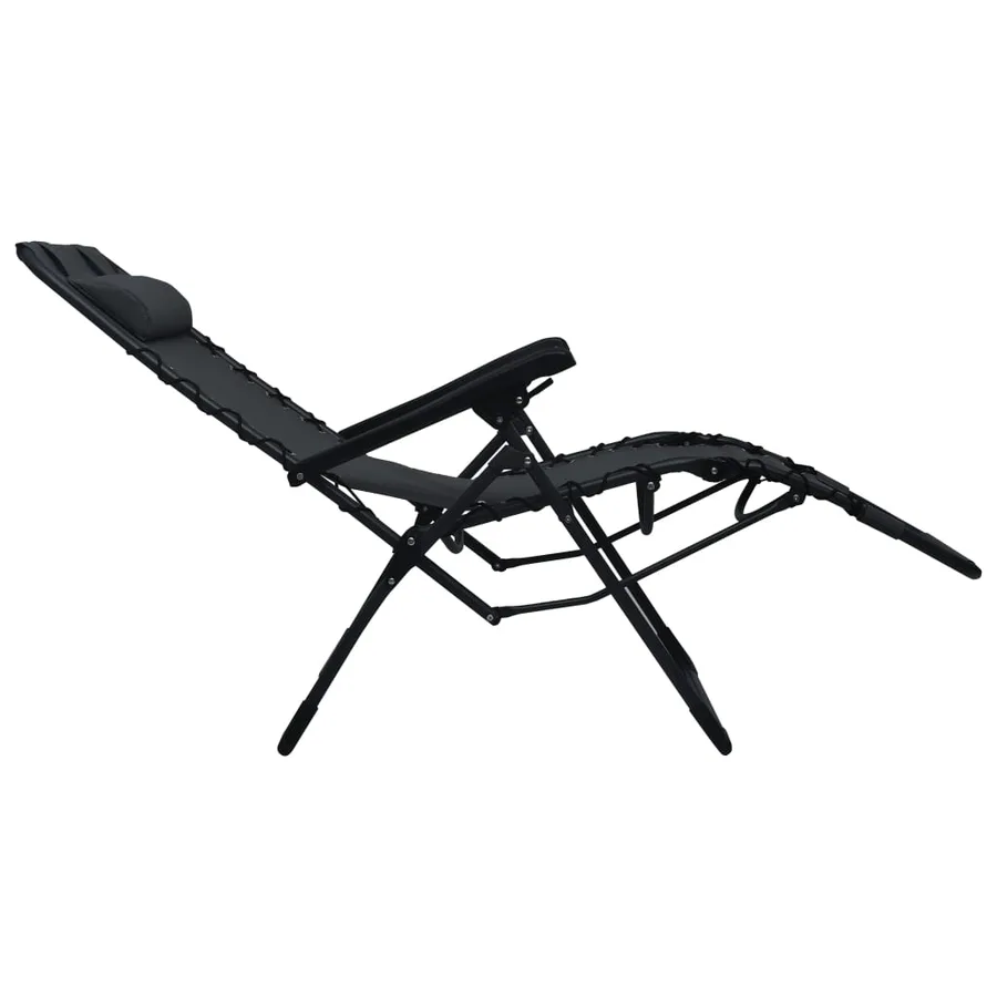 Chaise pliable de terrasse Noir Textilène - 5