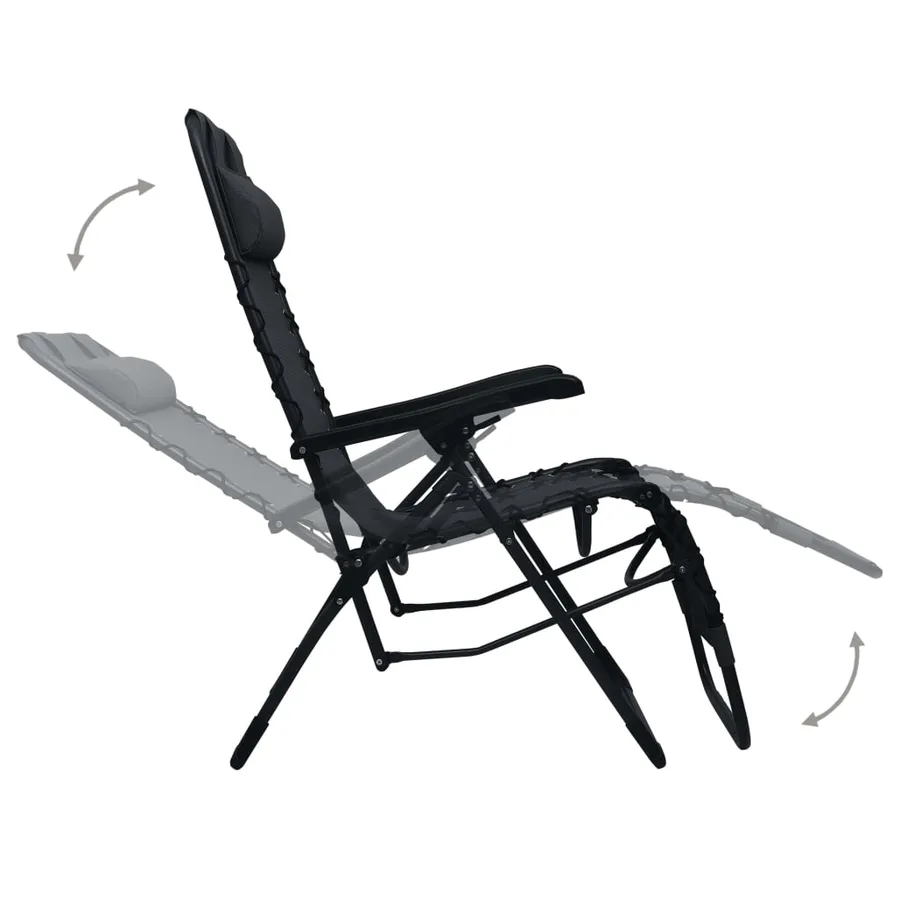 Chaise pliable de terrasse Noir Textilène - 6